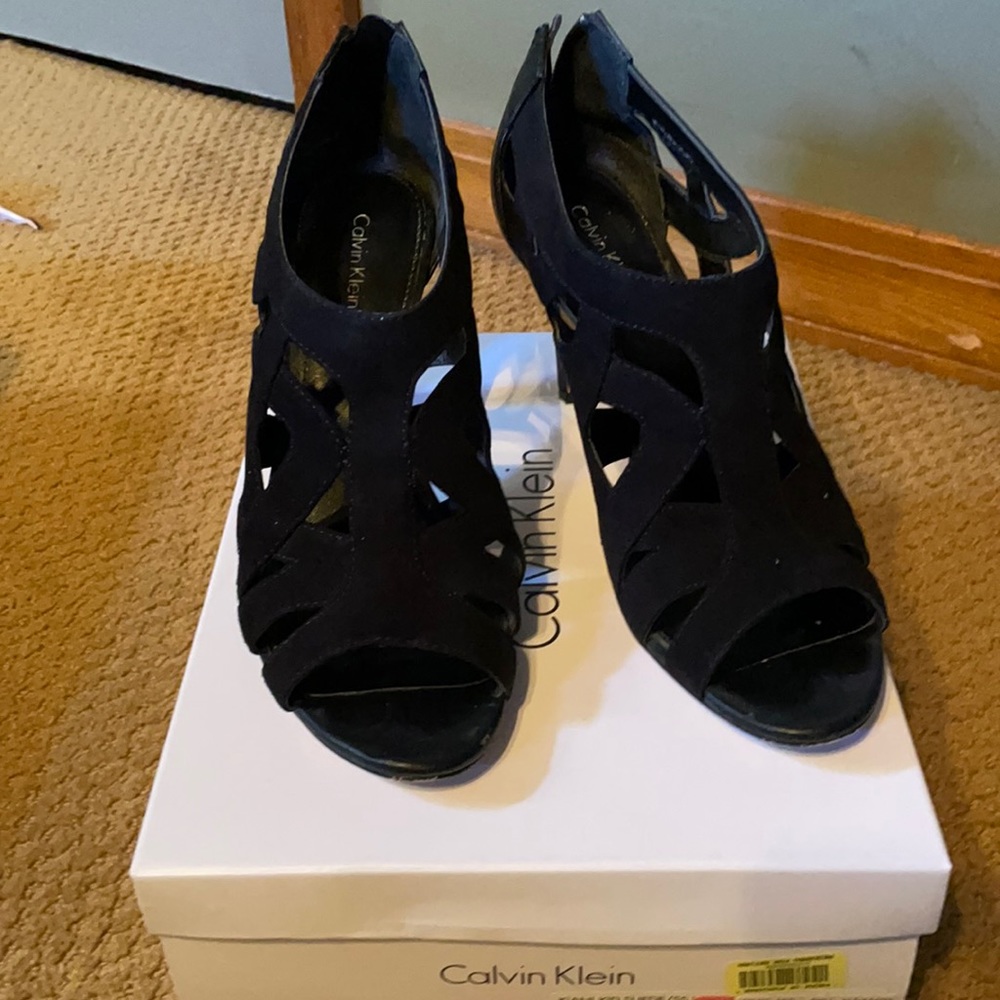 Calvin Klein black suede pumps